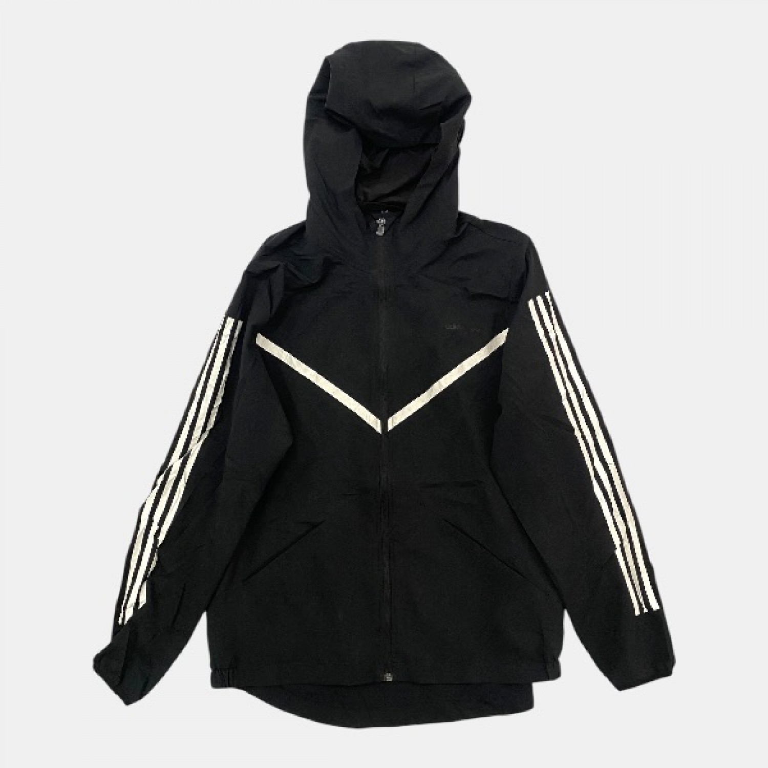 Adidas 3-Stripes Hooded Track Jacket Μαύρο Λευκό /pre owned